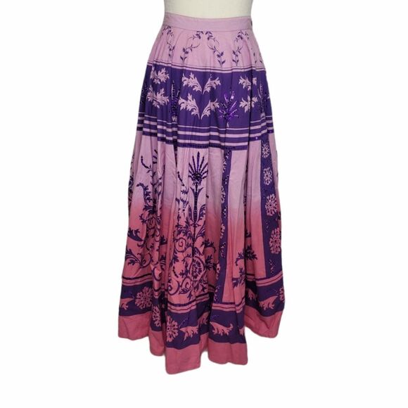 VINTAGE‎ 90s skirt sequin made in India purple ombre maxi L - Picture 1 of 8